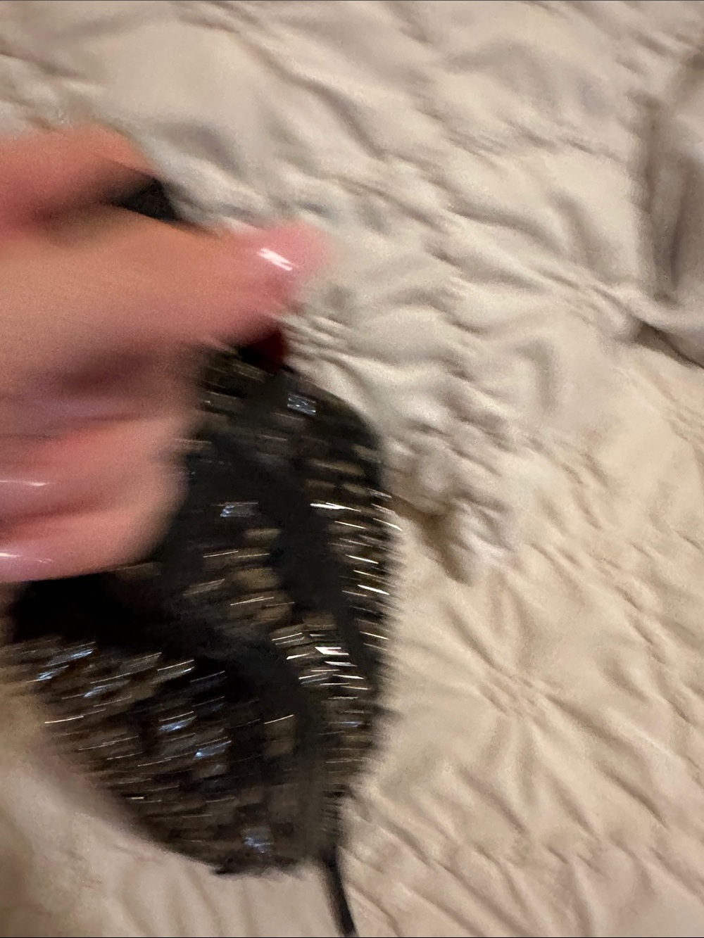 Black Studded Louboutin make up pouch - Picture 5 of 8